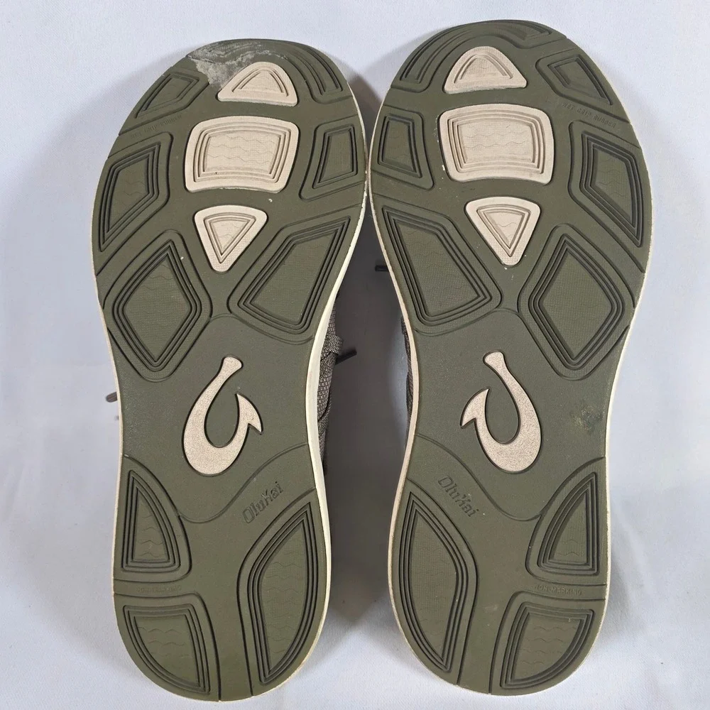 Olukai Holo Mens 10.5 Dust Olive‎ Dark Wood Convertible Mesh Sneakers 10513-HG18